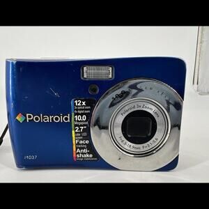 Polaroid i1037 10MP Digital Camera Blue READ Parts Repair Lens Issue Blurry